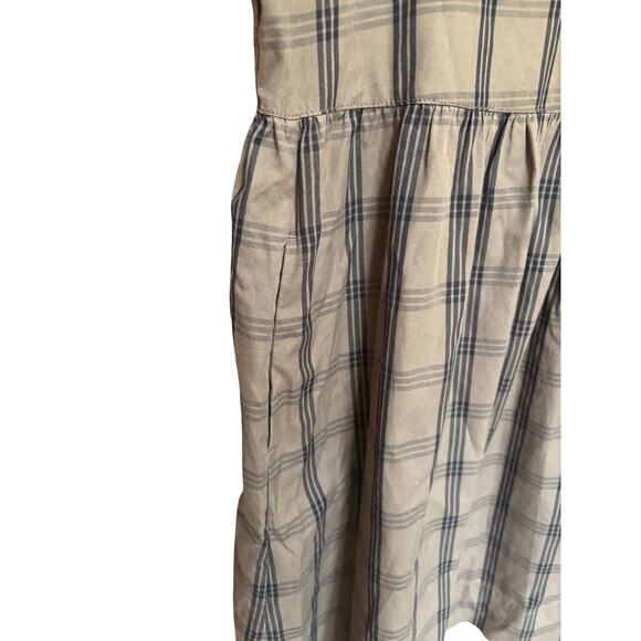 Everlane The Field Mini Shirt Dress | Mocha Brown Plaid Cotton | Oversized Fit - Picture 4 of 7